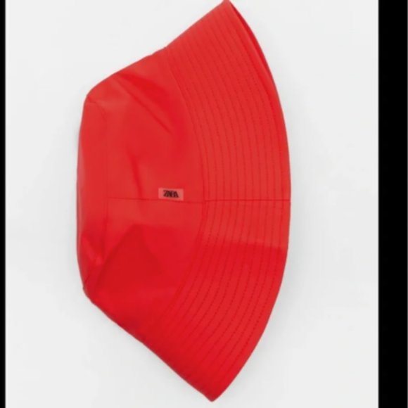 Zara Red Rubberized Bucket Hat Sz M NWT main image 2